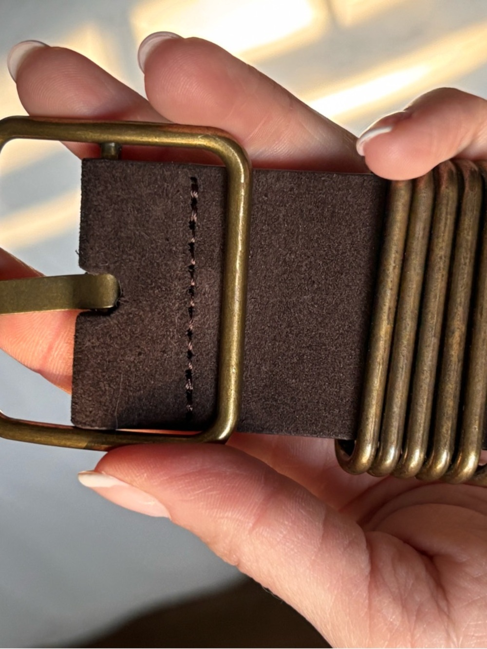 Banana Republic Brown Leather Belt with Antique Gold Buckle